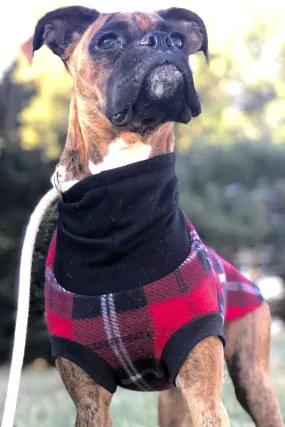 45% OFF SALE - Red & Black Plaid Dog Sweater - XXS