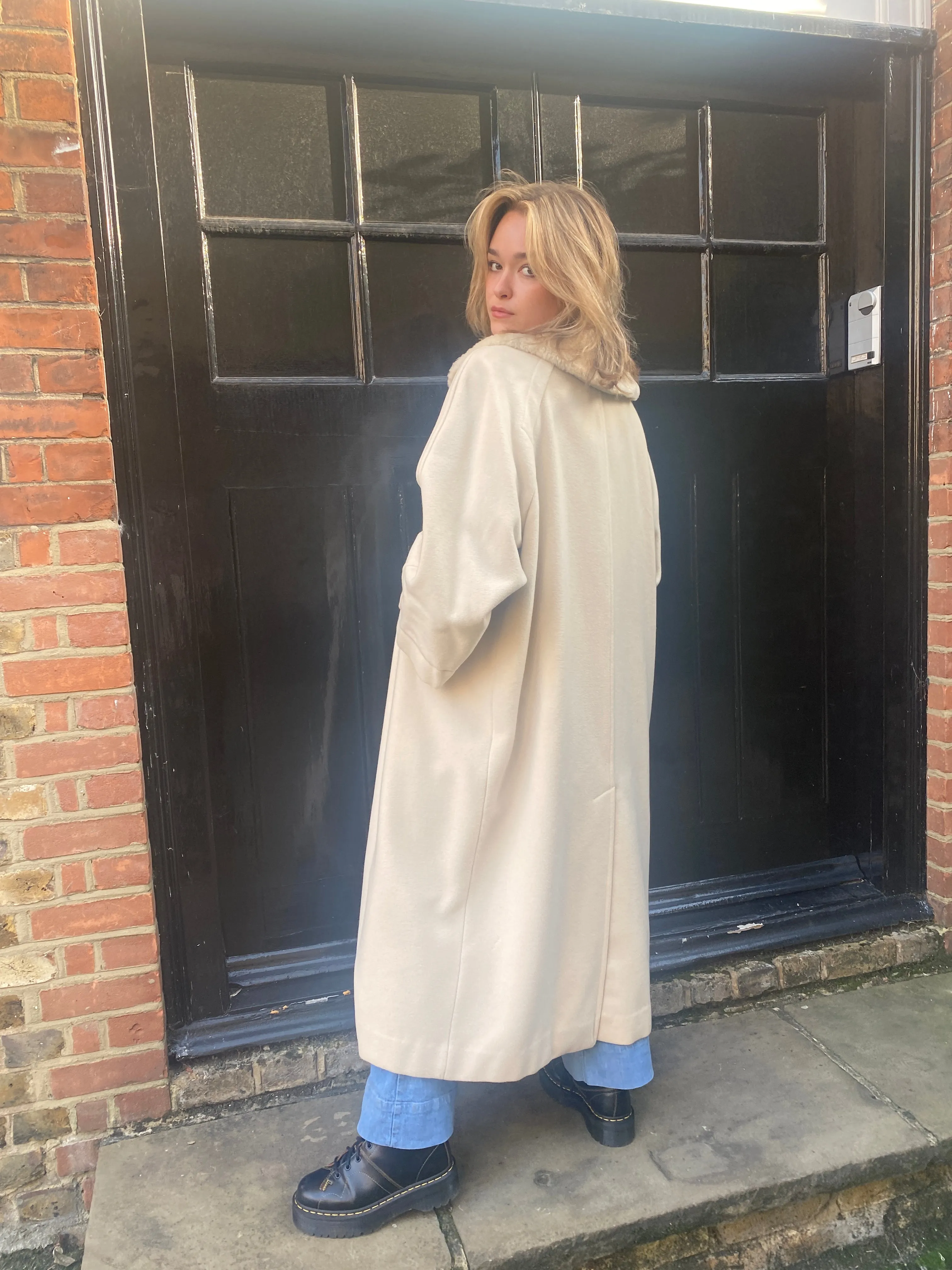 ARCHIVE - 1980s Claude Montana Cream Wool Trench Coat