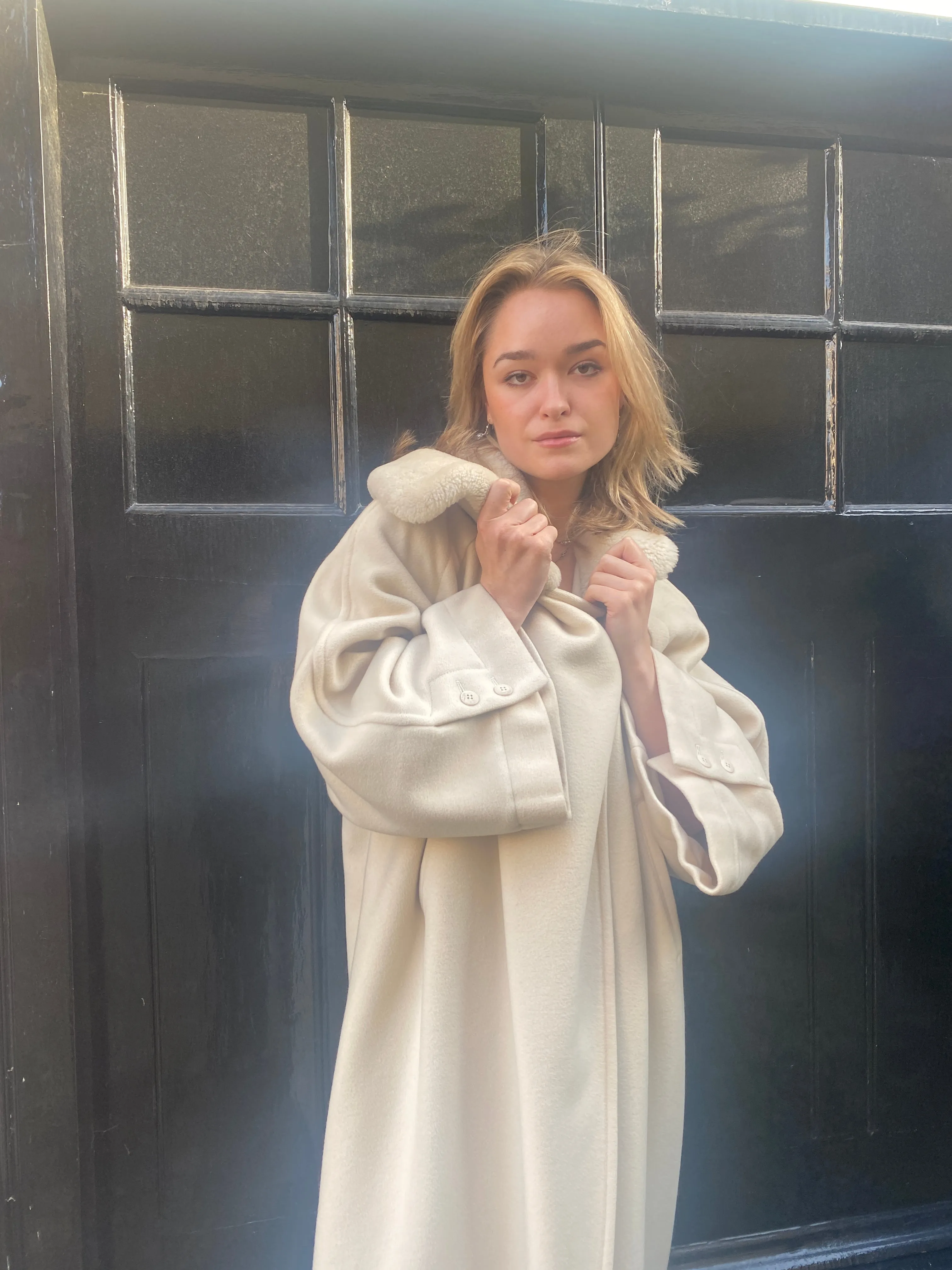 ARCHIVE - 1980s Claude Montana Cream Wool Trench Coat