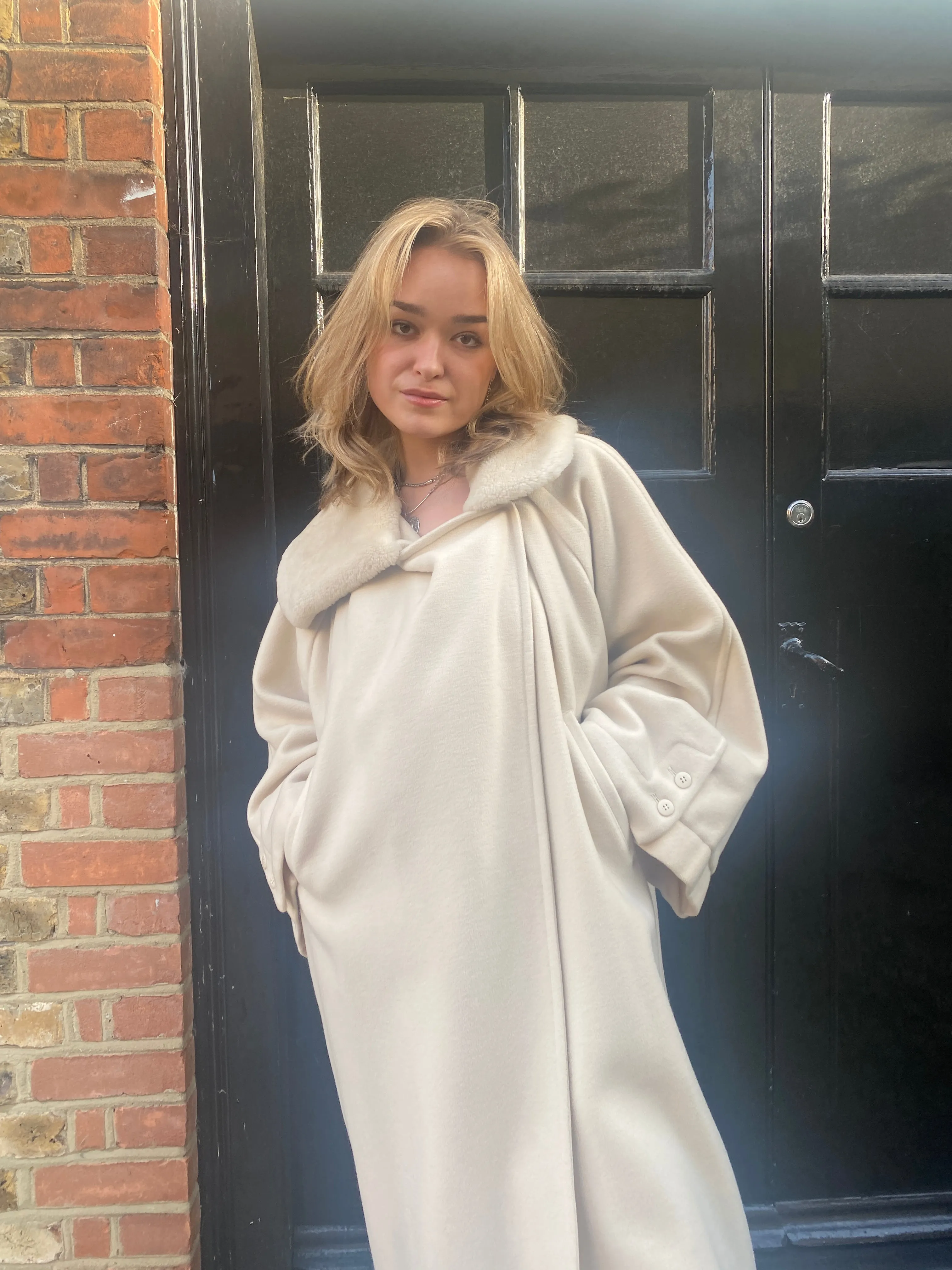 ARCHIVE - 1980s Claude Montana Cream Wool Trench Coat