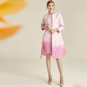 Autumn winter jacquard round neck long sleeve coat- Titi