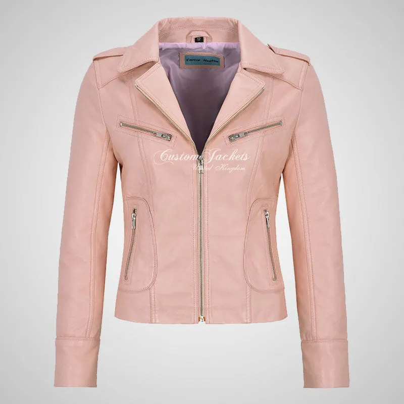 BLAZE Leather Biker Leather Jacket For Women Soft Lambskin Leather