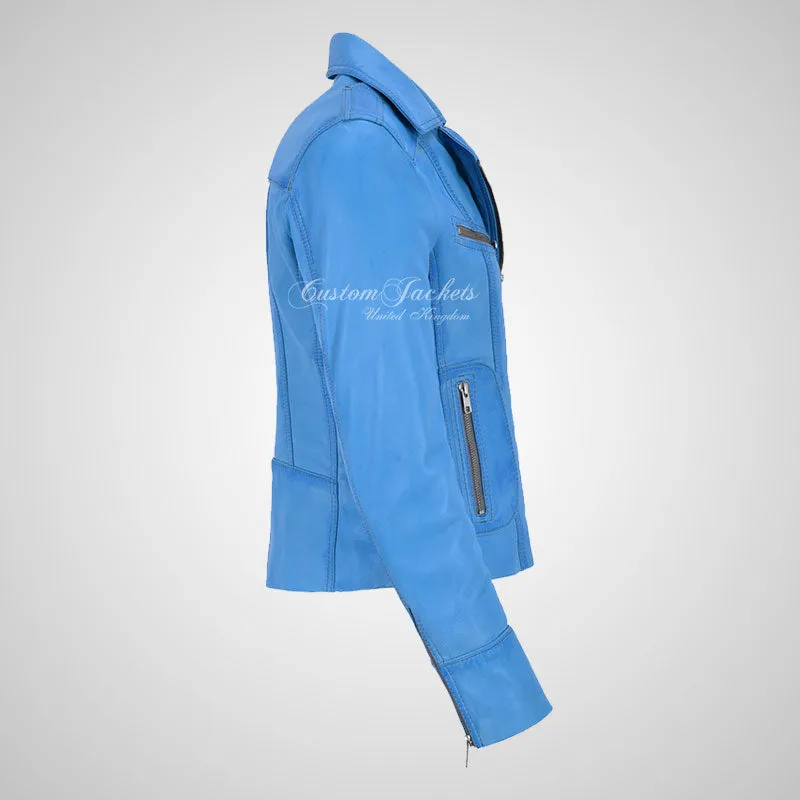 BLAZE Leather Biker Leather Jacket For Women Soft Lambskin Leather