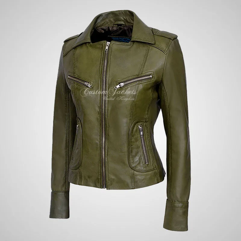 BLAZE Leather Biker Leather Jacket For Women Soft Lambskin Leather