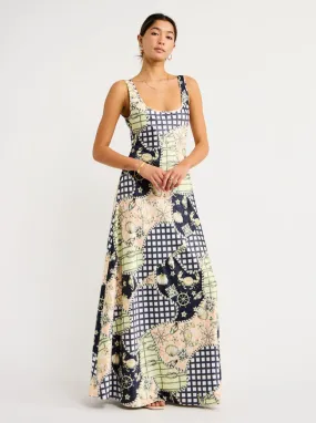 By Nicola Beneath The Stars Bias Cut Slip Dress in Geo/Nautical