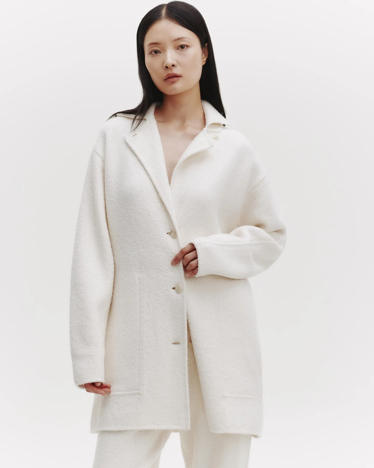 Car Coat in Nubby Cashmere Silk