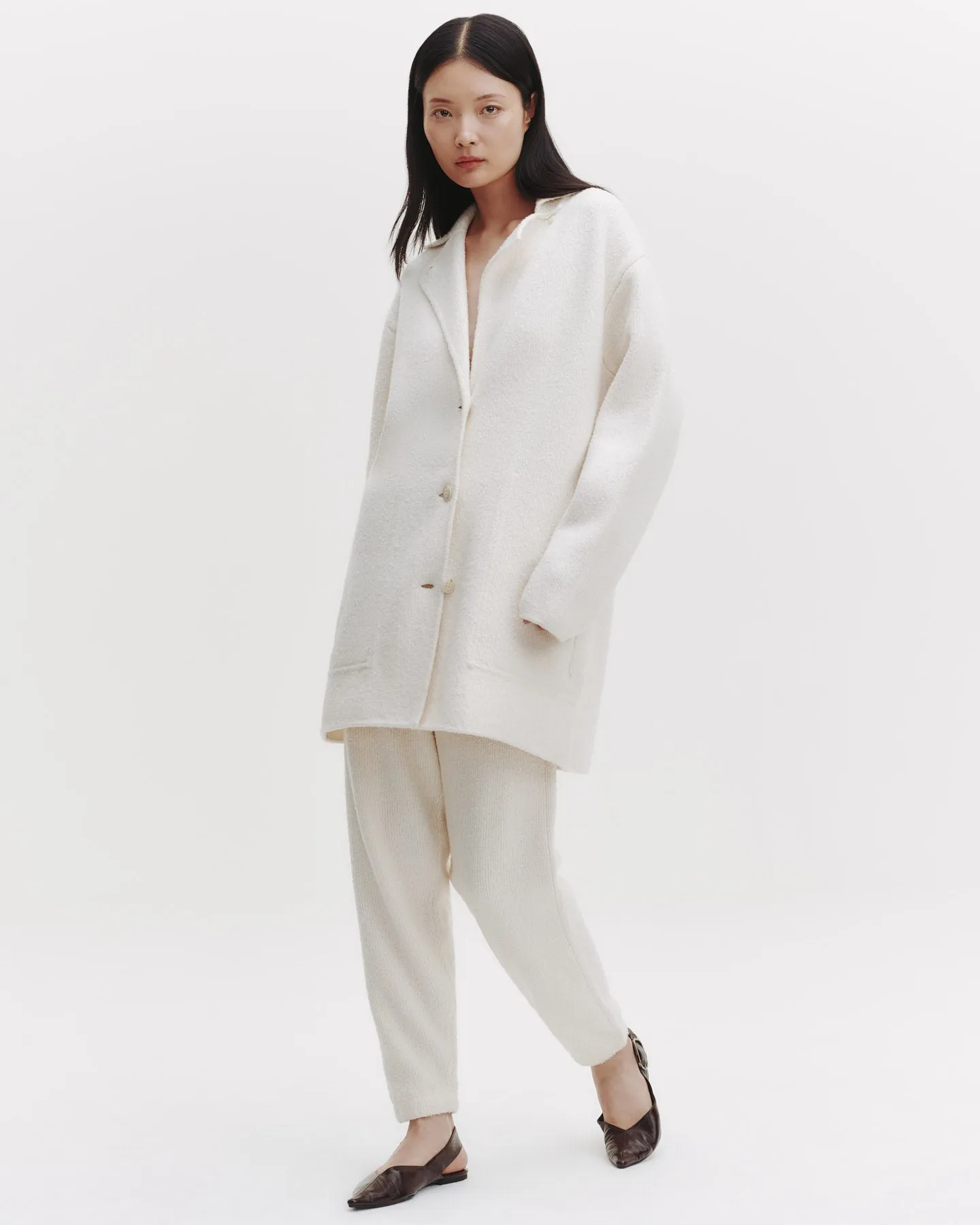 Car Coat in Nubby Cashmere Silk