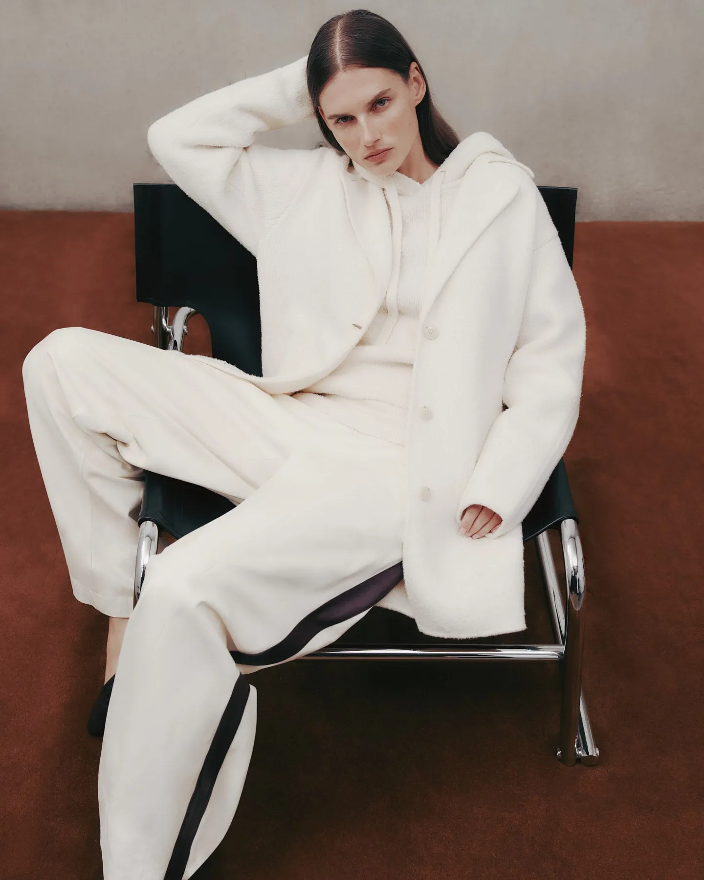 Car Coat in Nubby Cashmere Silk
