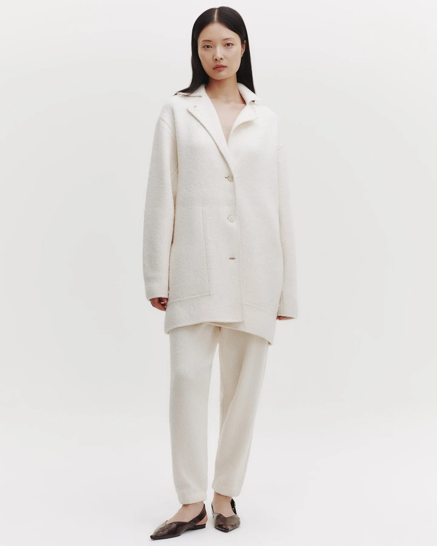 Car Coat in Nubby Cashmere Silk