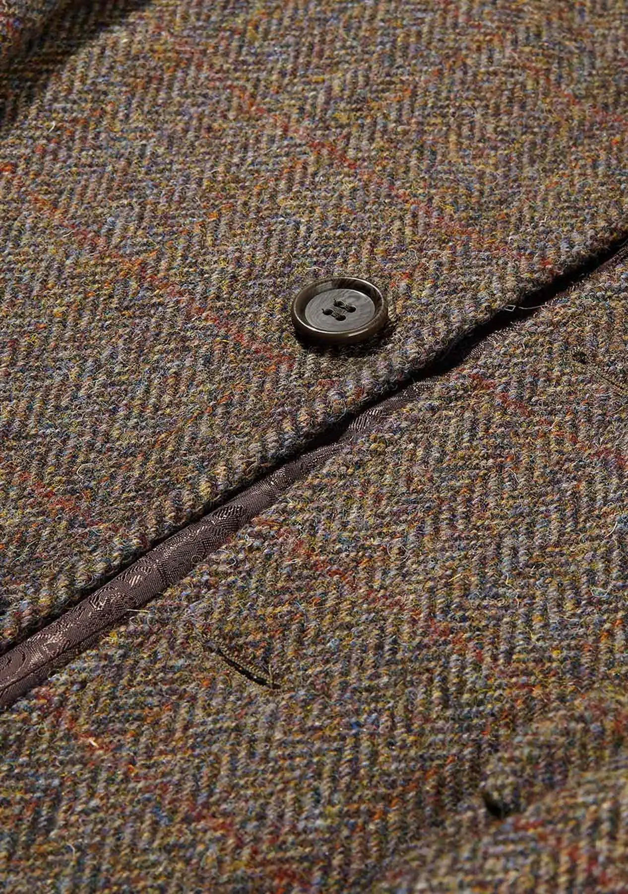 Chelsea Mens Overcoat frakke, brun herringbone, Harris Tweed
