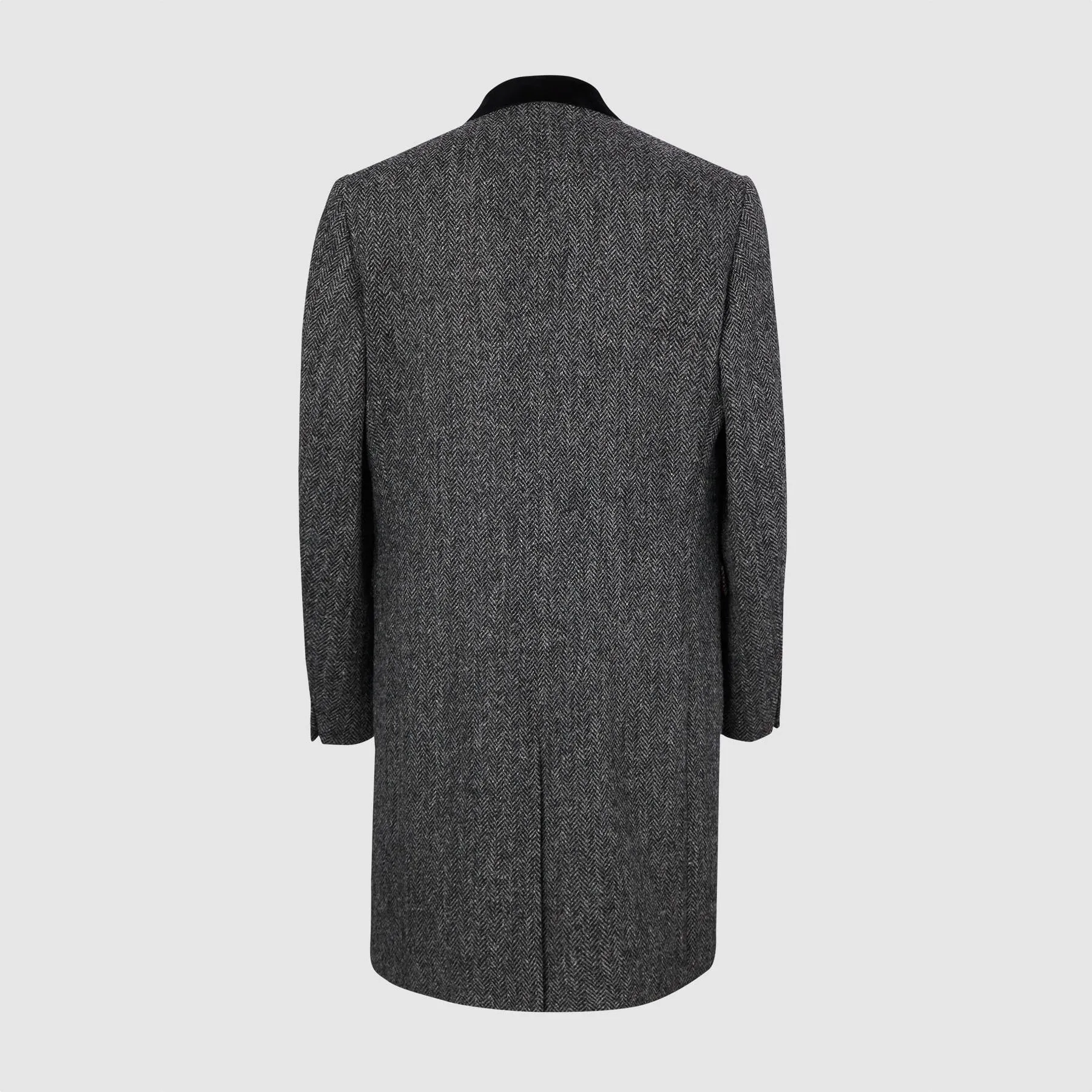 Chelsea Mens Overcoat frakke, grå herringbone, Harris Tweed