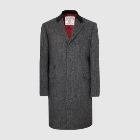 Chelsea Mens Overcoat frakke, grå herringbone, Harris Tweed