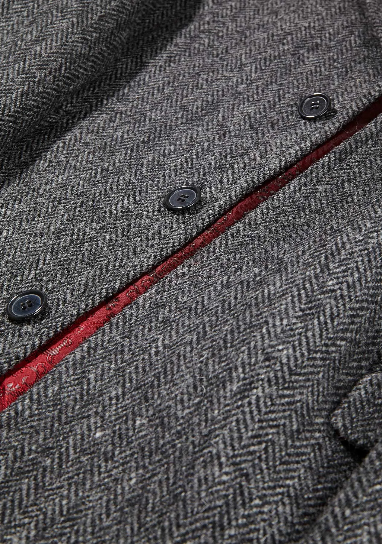Chelsea Mens Overcoat frakke, grå herringbone, Harris Tweed