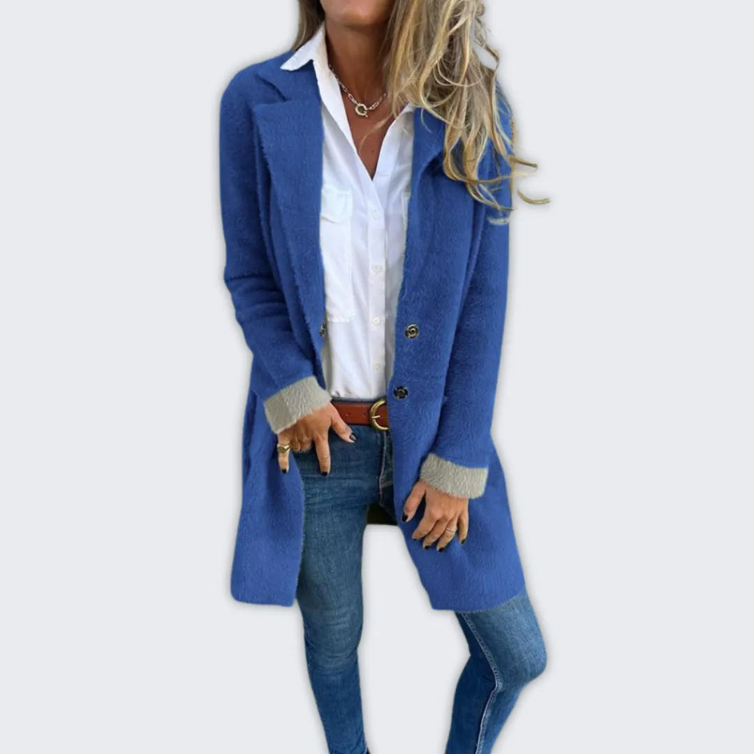 Chic Long Wool Blend Overcoat for Women - Cozy Autumn/Winter Style