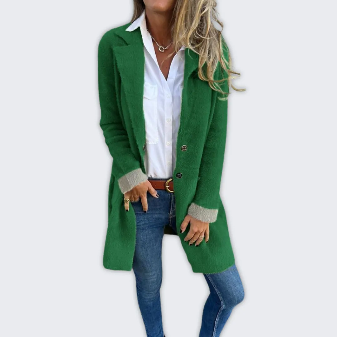 Chic Long Wool Blend Overcoat for Women - Cozy Autumn/Winter Style