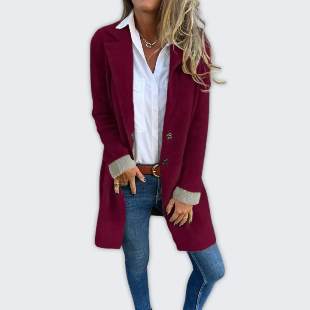 Chic Long Wool Blend Overcoat for Women - Cozy Autumn/Winter Style