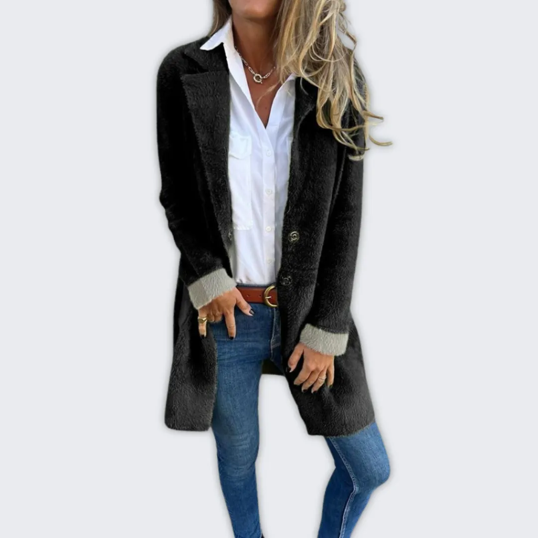 Chic Long Wool Blend Overcoat for Women - Cozy Autumn/Winter Style