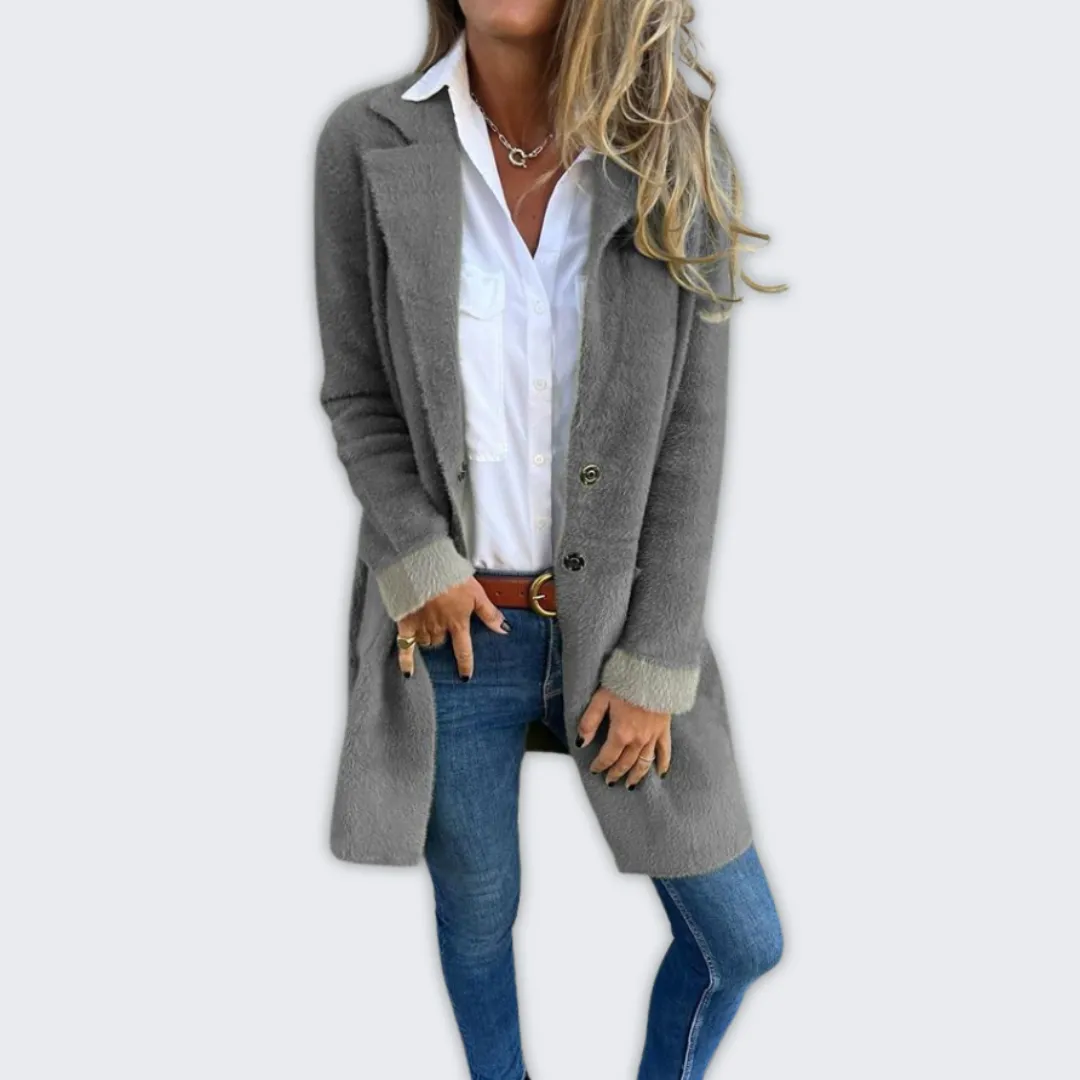 Chic Long Wool Blend Overcoat for Women - Cozy Autumn/Winter Style