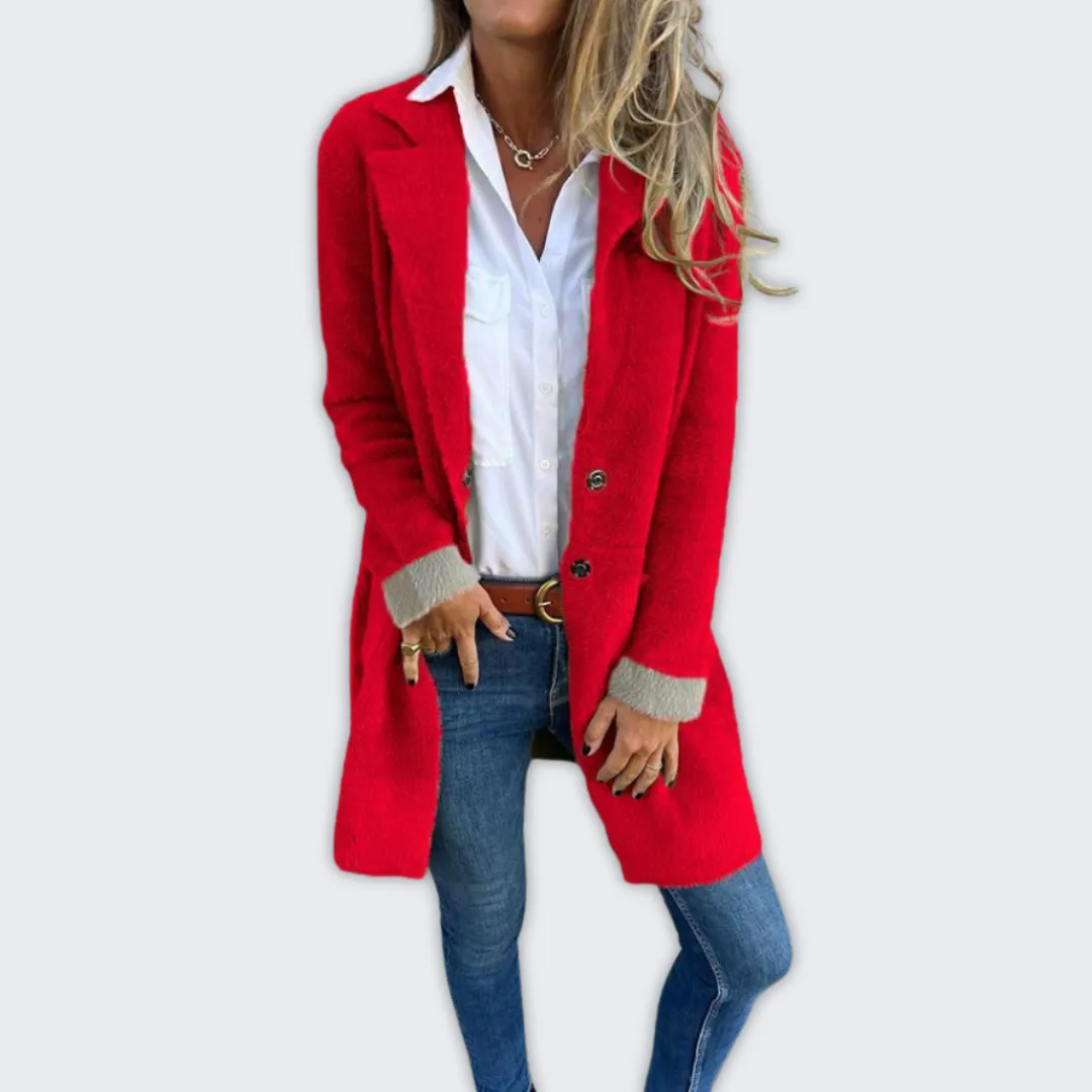 Chic Long Wool Blend Overcoat for Women - Cozy Autumn/Winter Style