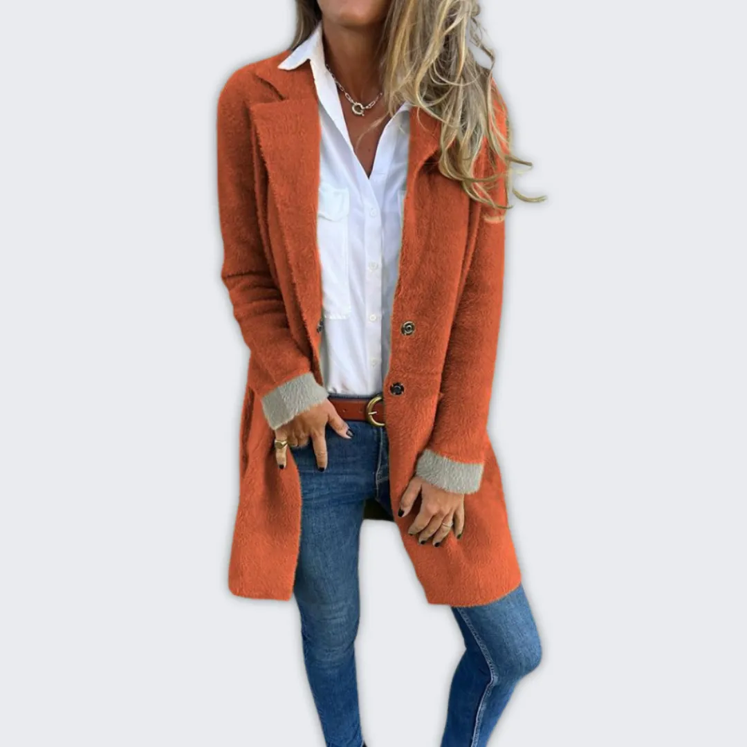 Chic Long Wool Blend Overcoat for Women - Cozy Autumn/Winter Style