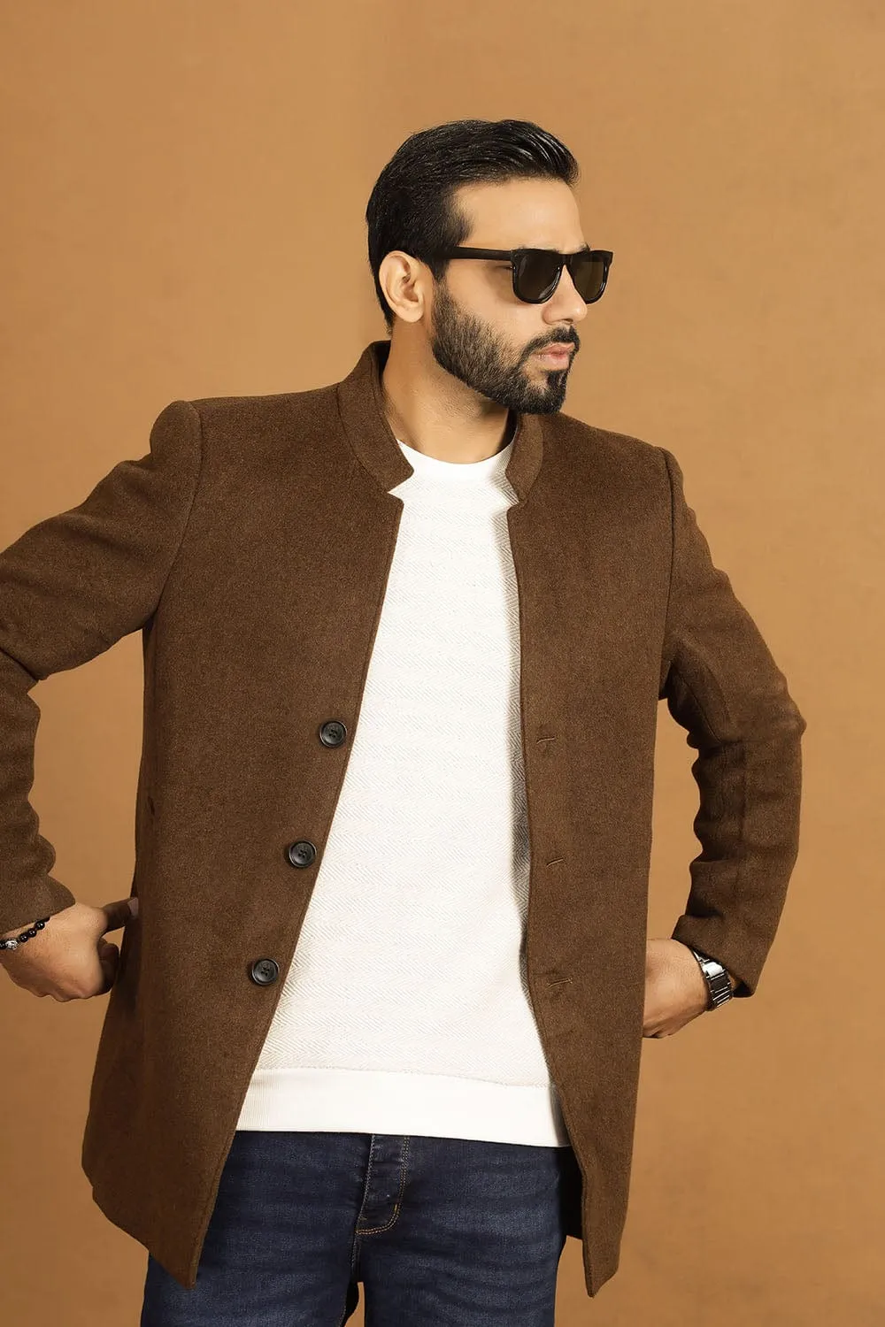 Dark Brown 3 Botton Coat