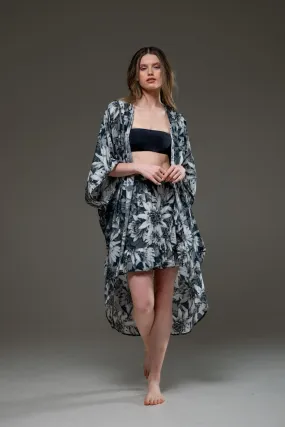 Dark Lotus Set of Kimono & Skirt