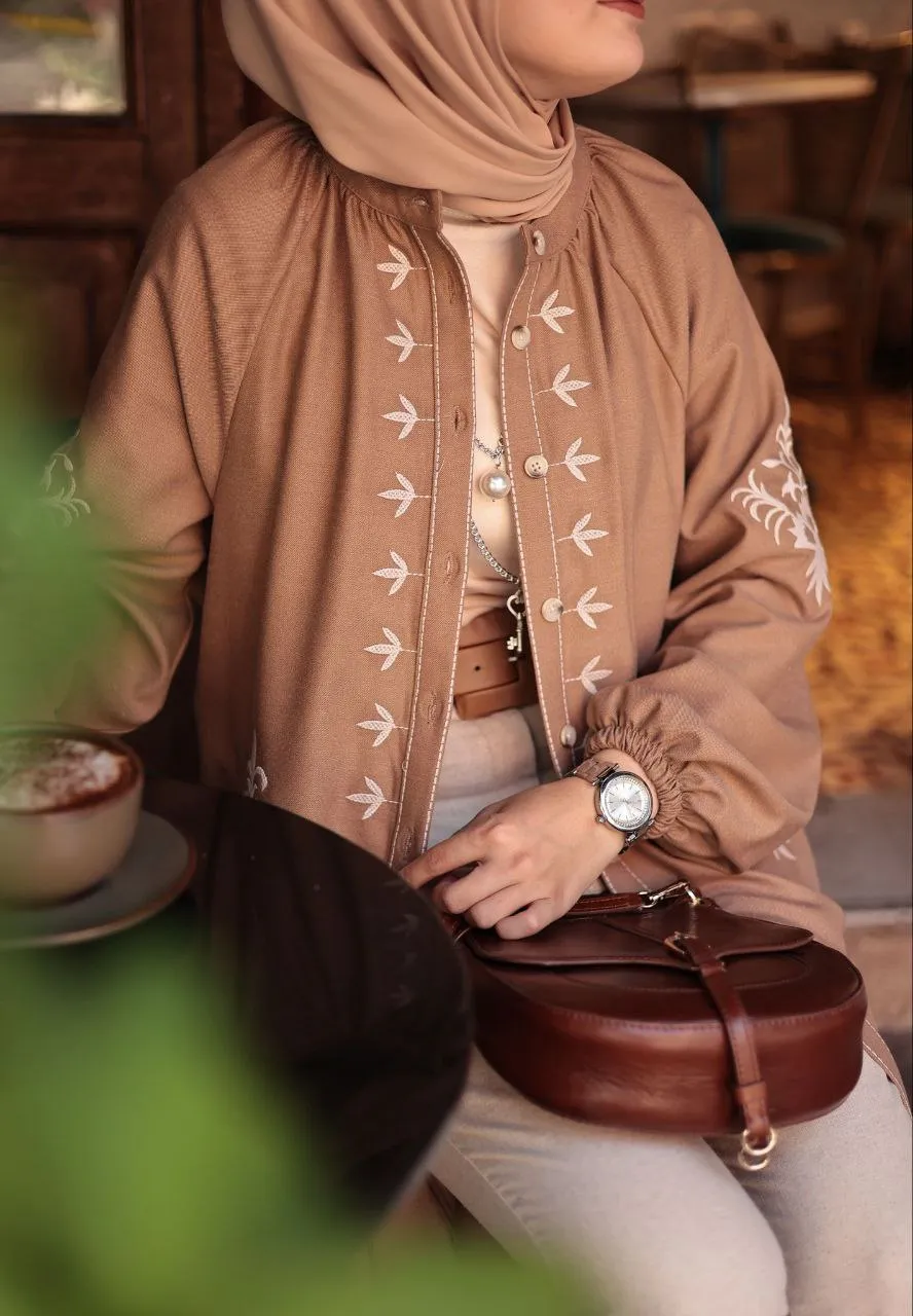 Embroidered Button-Down Kimono Jacket