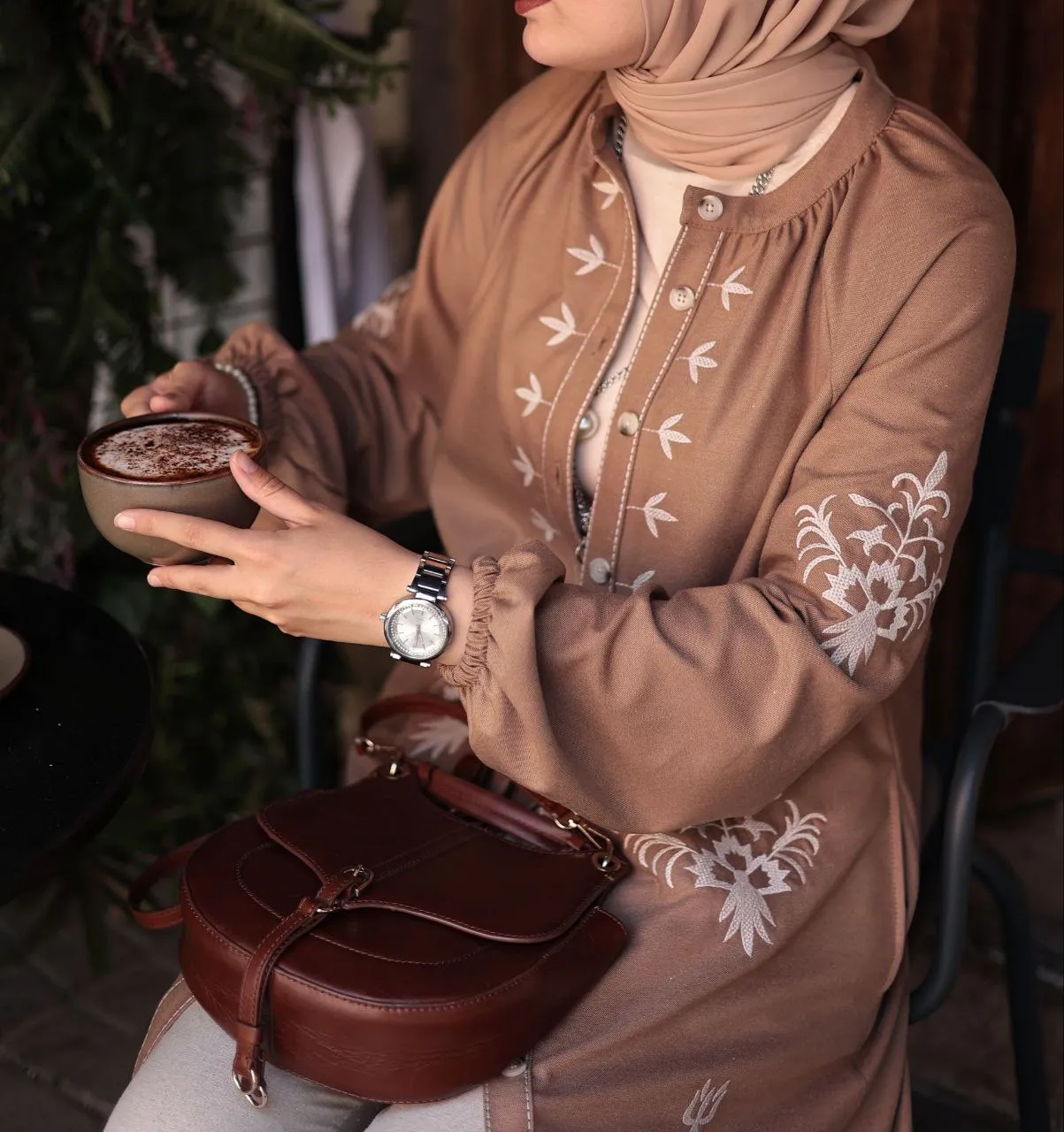 Embroidered Button-Down Kimono Jacket