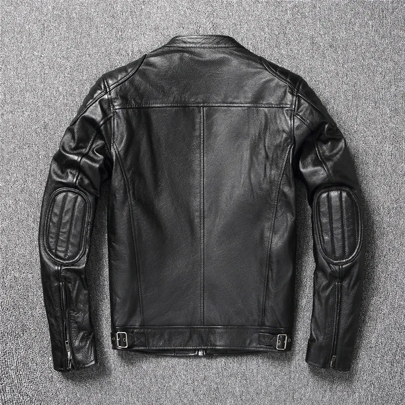 Genuine Leather Jacket Men Motorcycle Coat