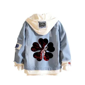 Hot Sale Black Clover Costume Jean Jacket Asta Denim Men/women Autumn Spring Hooded Kawaii Streetwear Outwear Hip Hop Tops