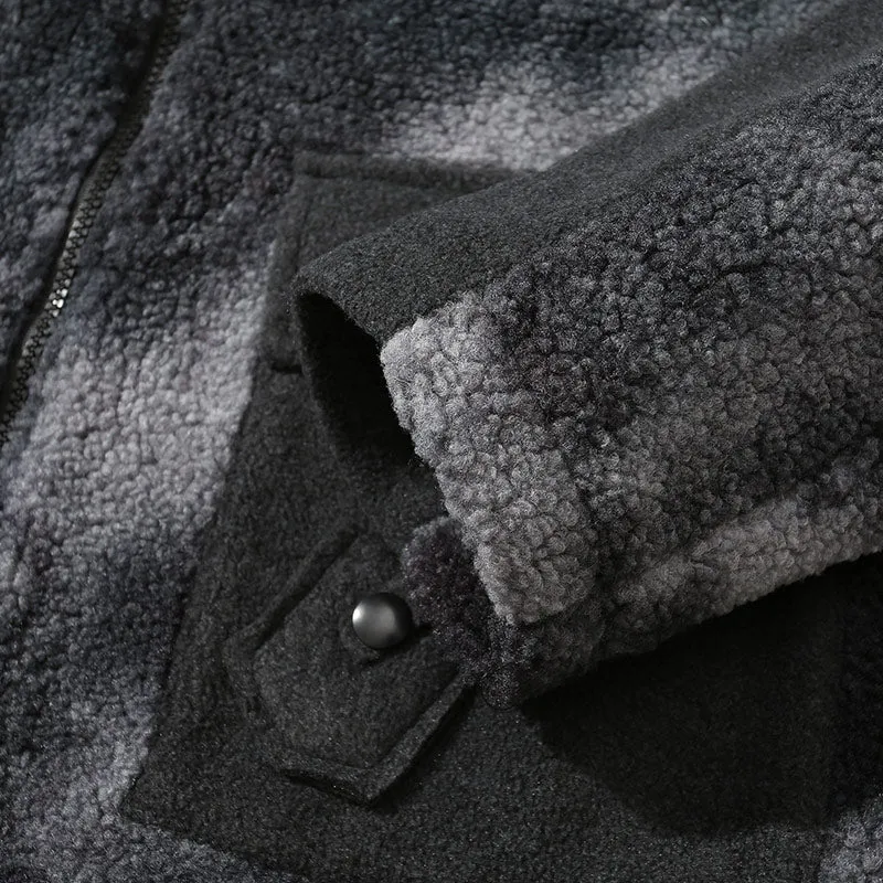 Jacquard Pockets Polar Fleece Hooded Jacket