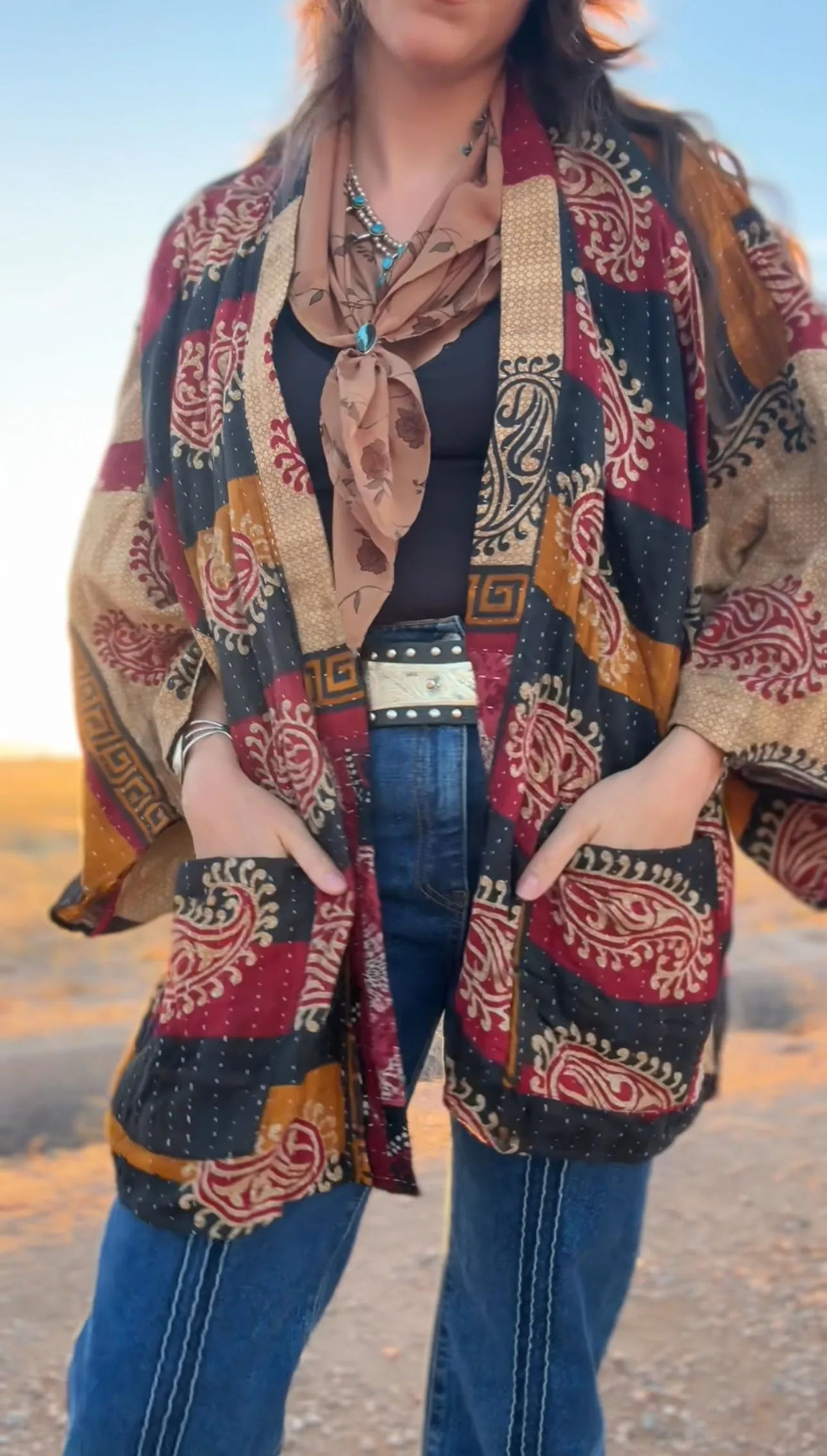 Kantha Reversible Kimono Coat - 032