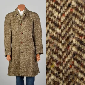Medium 1950s Brown Wool Atomic Fleck Tweed Coat