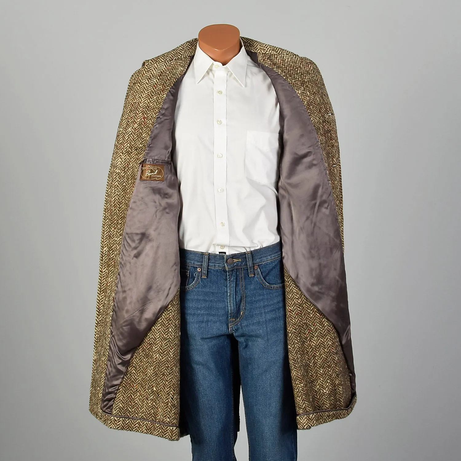 Medium 1950s Brown Wool Atomic Fleck Tweed Coat