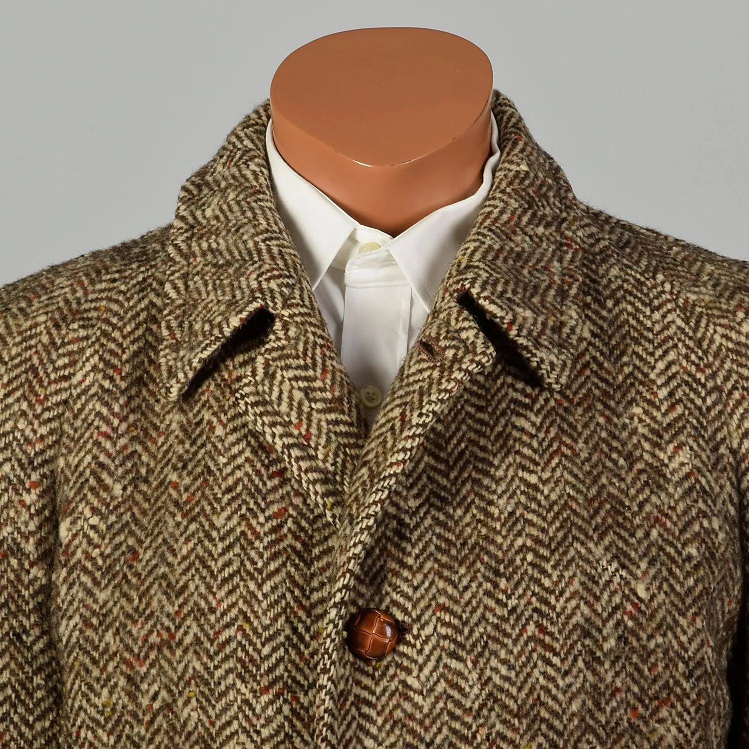 Medium 1950s Brown Wool Atomic Fleck Tweed Coat