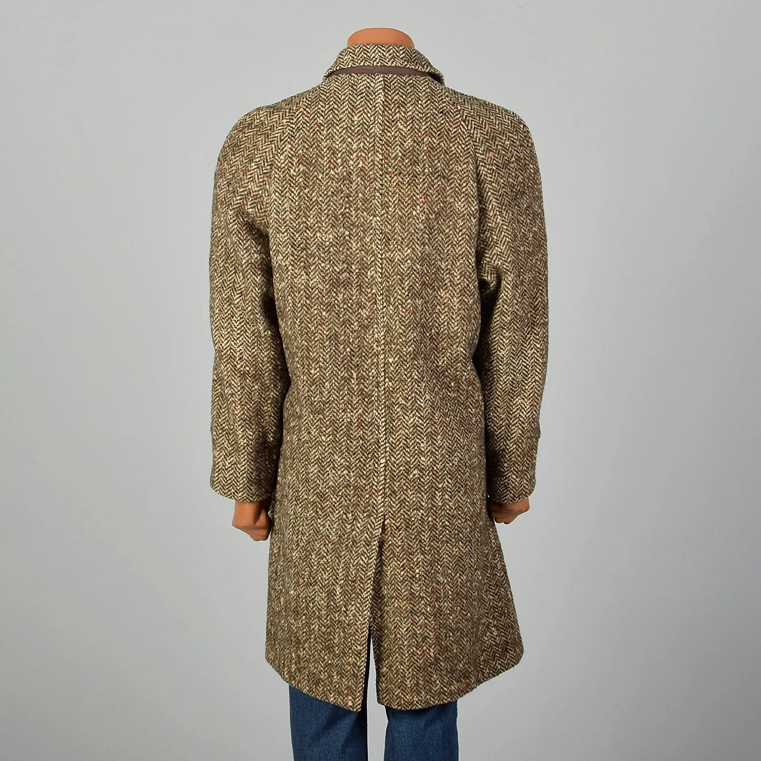 Medium 1950s Brown Wool Atomic Fleck Tweed Coat