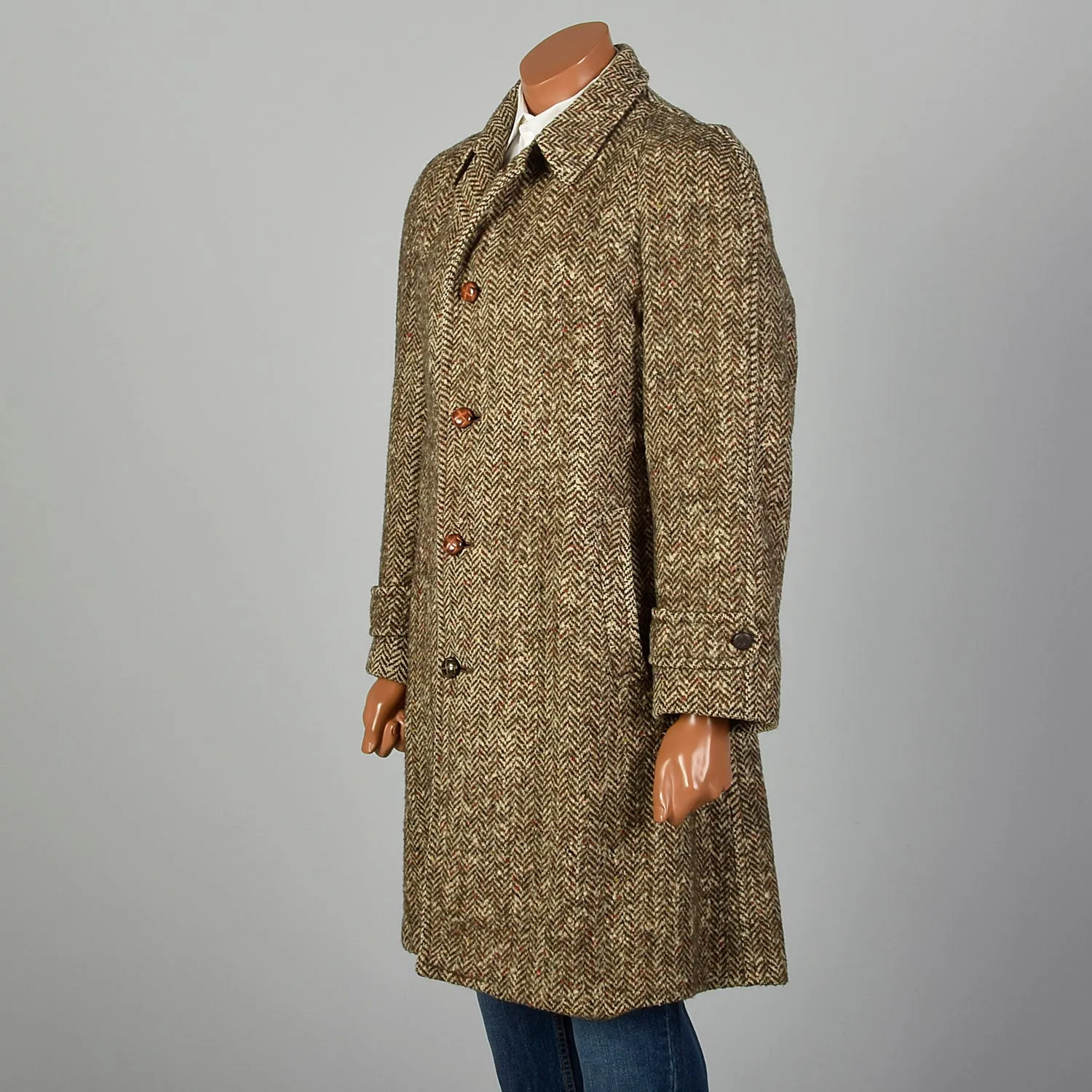 Medium 1950s Brown Wool Atomic Fleck Tweed Coat