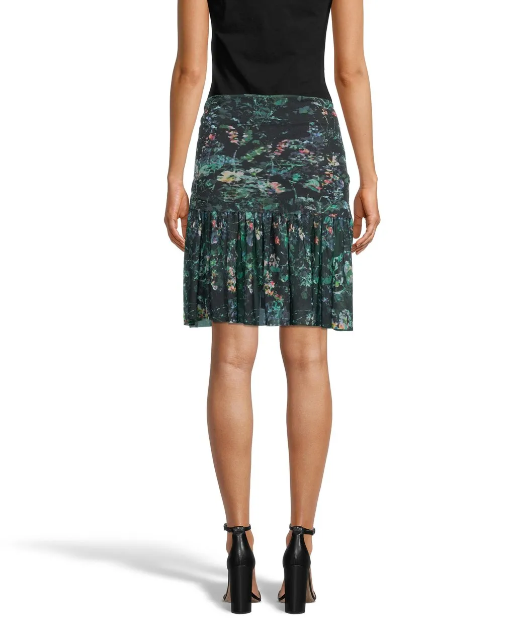 Moonlit Garden Mini Skirt  In Black Multi