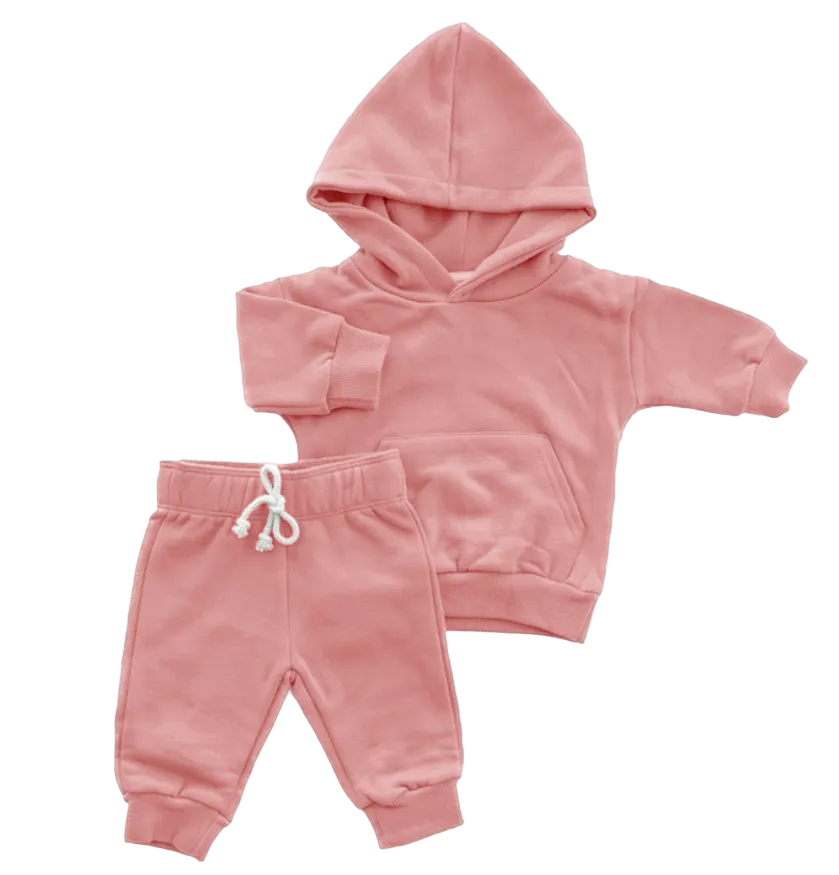 Organic Cotton Hoodie & Jogger Set | Pink