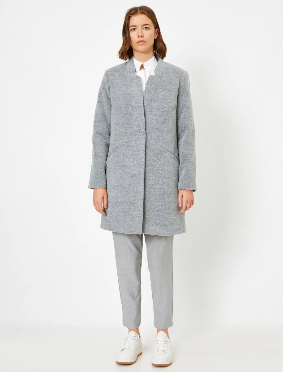Oversized Soft-Brushed Overcoat in Gray