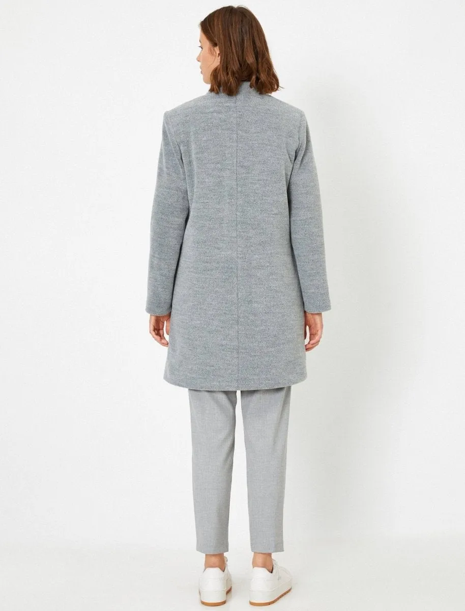 Oversized Soft-Brushed Overcoat in Gray