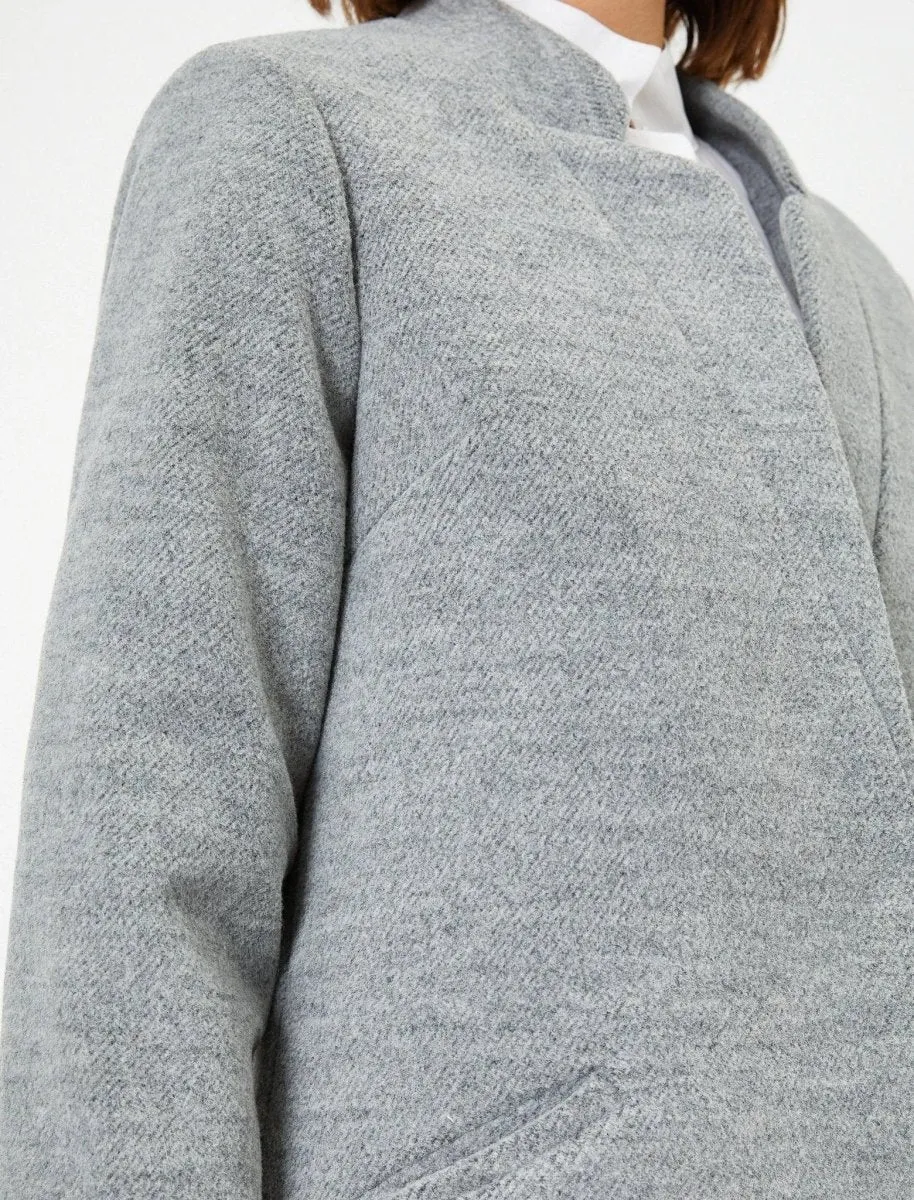 Oversized Soft-Brushed Overcoat in Gray