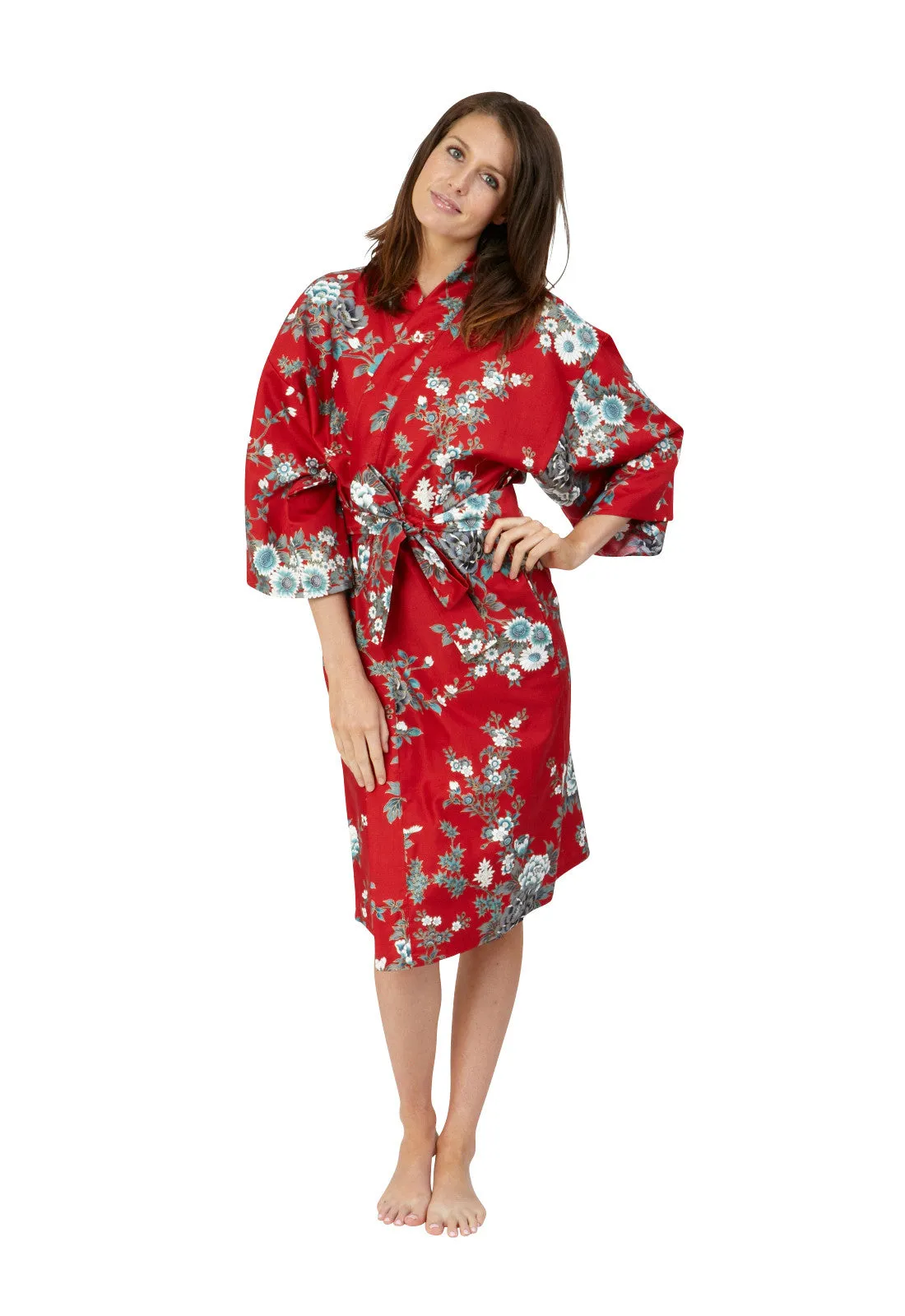 Peony & Blossom Short Cotton Happi Coat Kimono