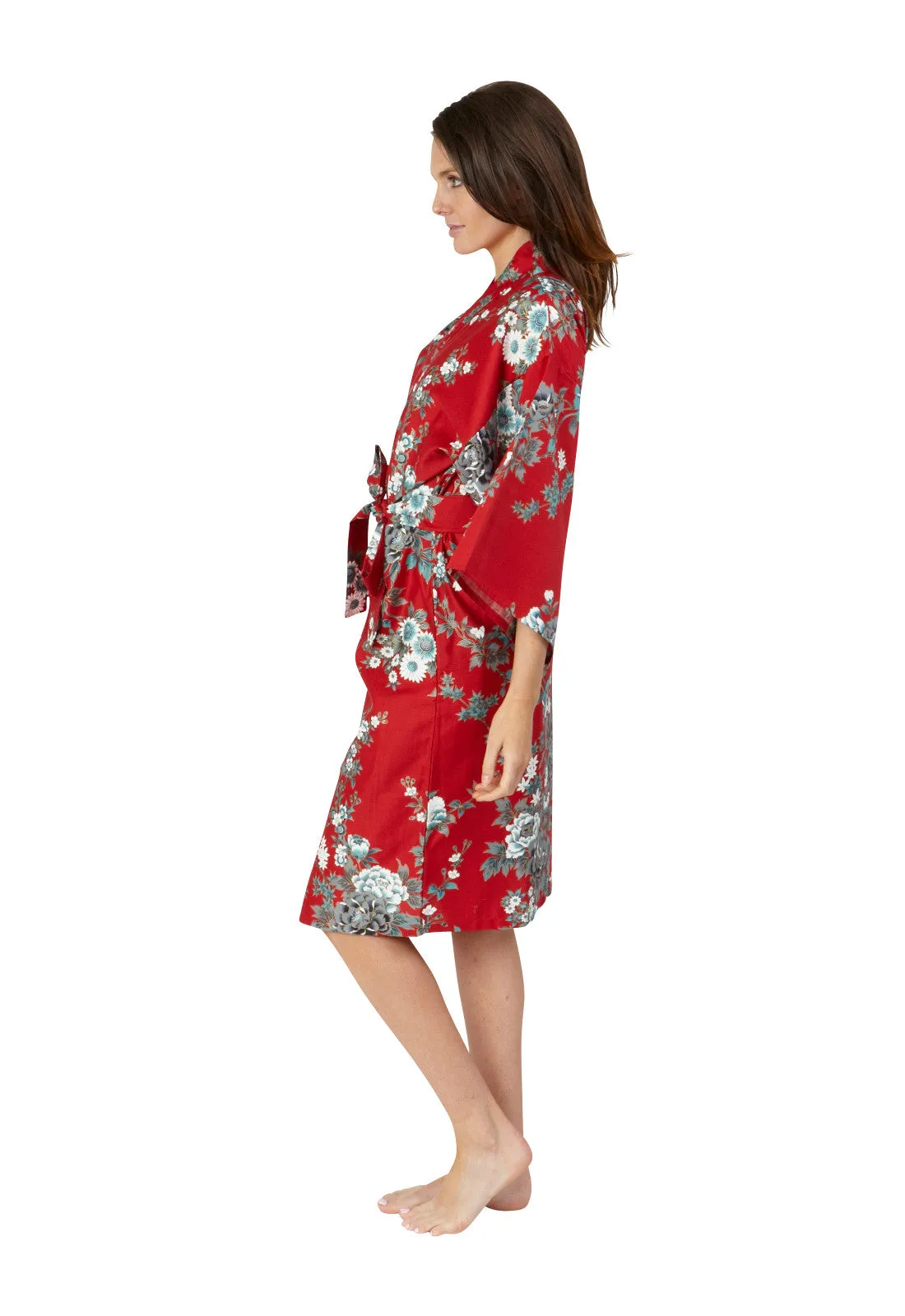 Peony & Blossom Short Cotton Happi Coat Kimono