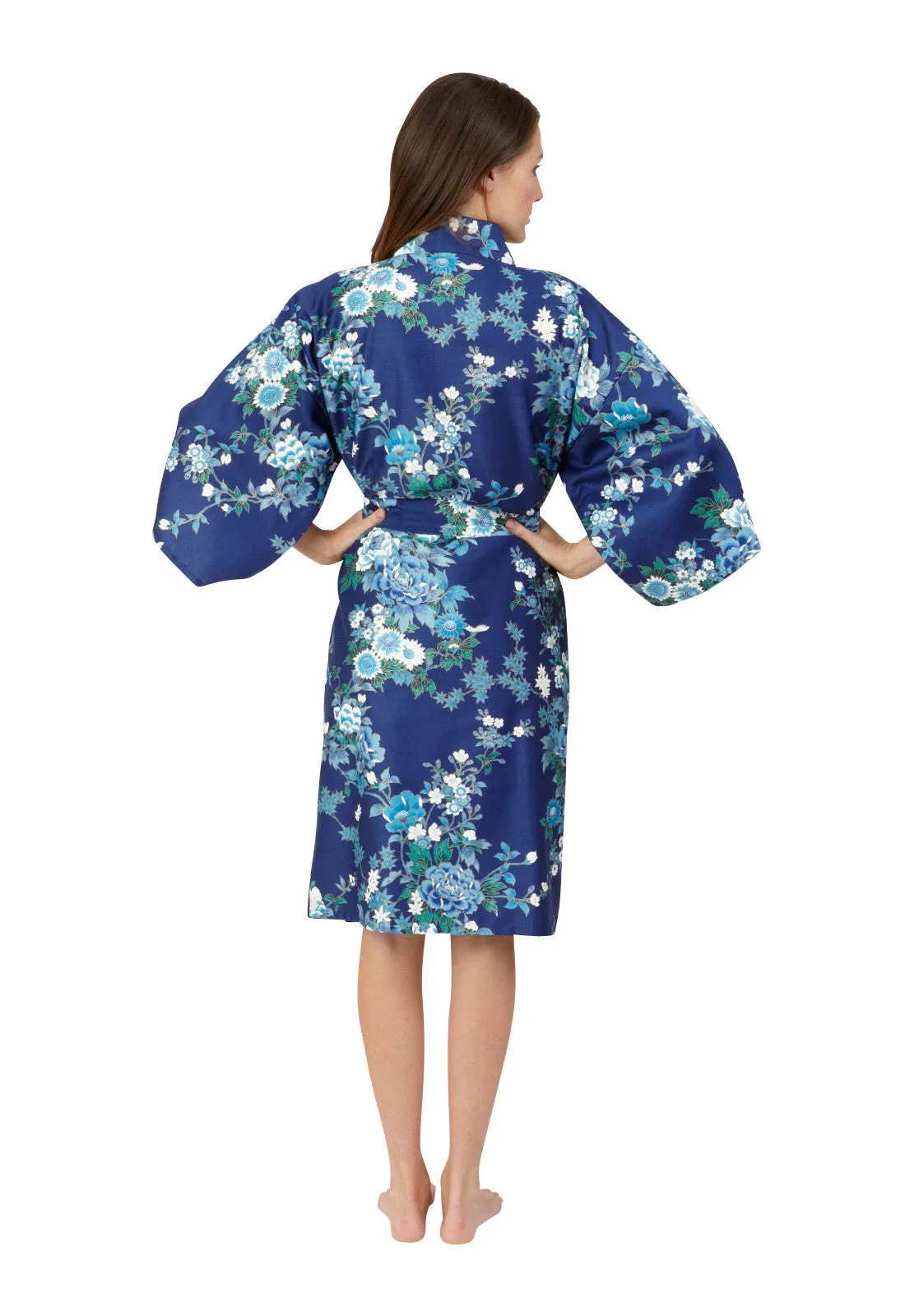 Peony & Blossom Short Cotton Happi Coat Kimono