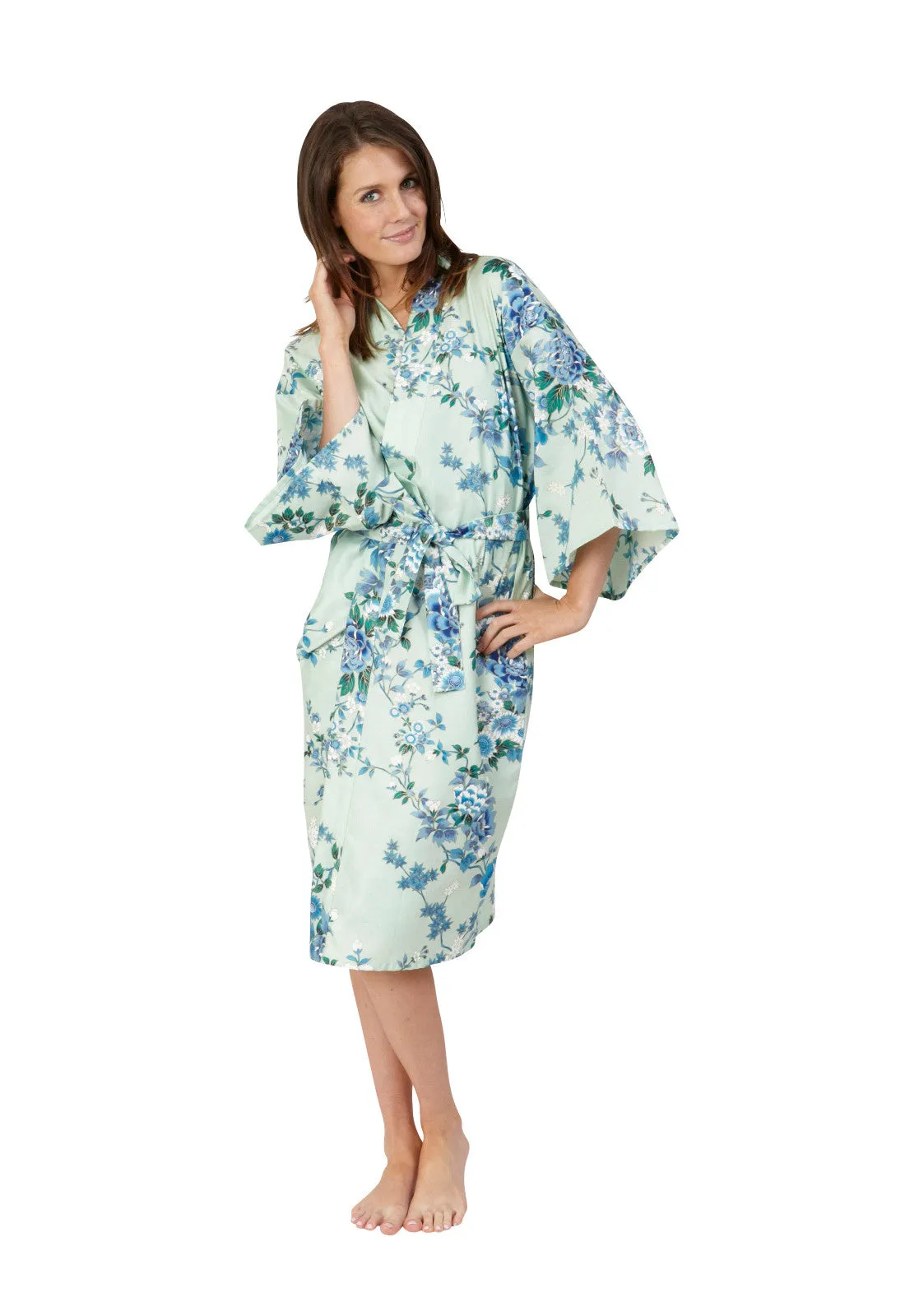 Peony & Blossom Short Cotton Happi Coat Kimono