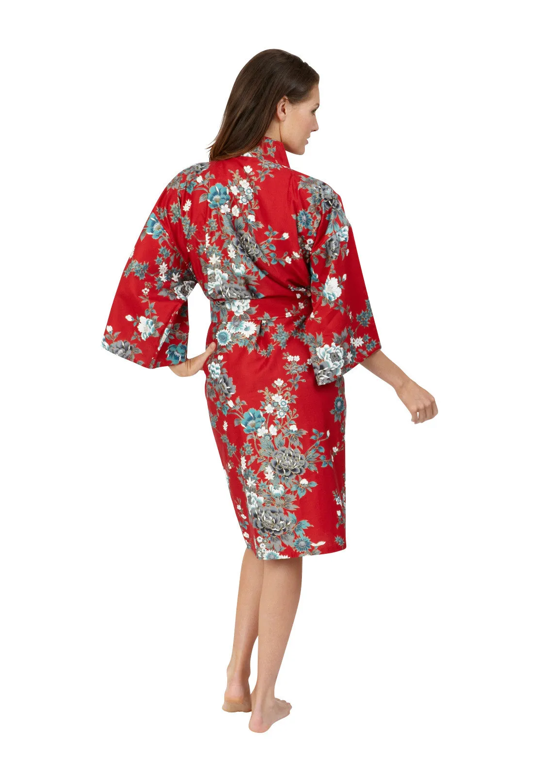 Peony & Blossom Short Cotton Happi Coat Kimono