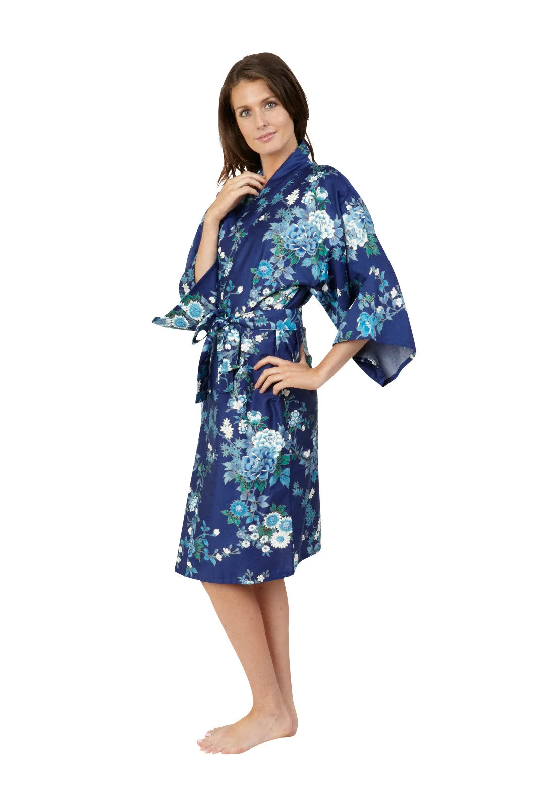 Peony & Blossom Short Cotton Happi Coat Kimono