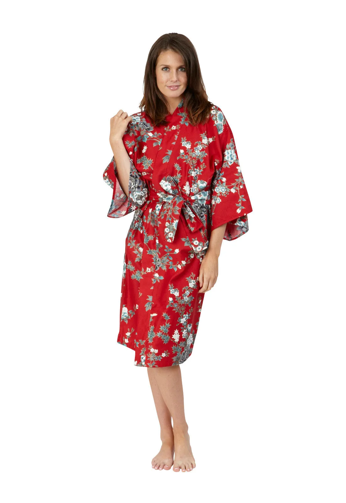 Peony & Blossom Short Cotton Happi Coat Kimono