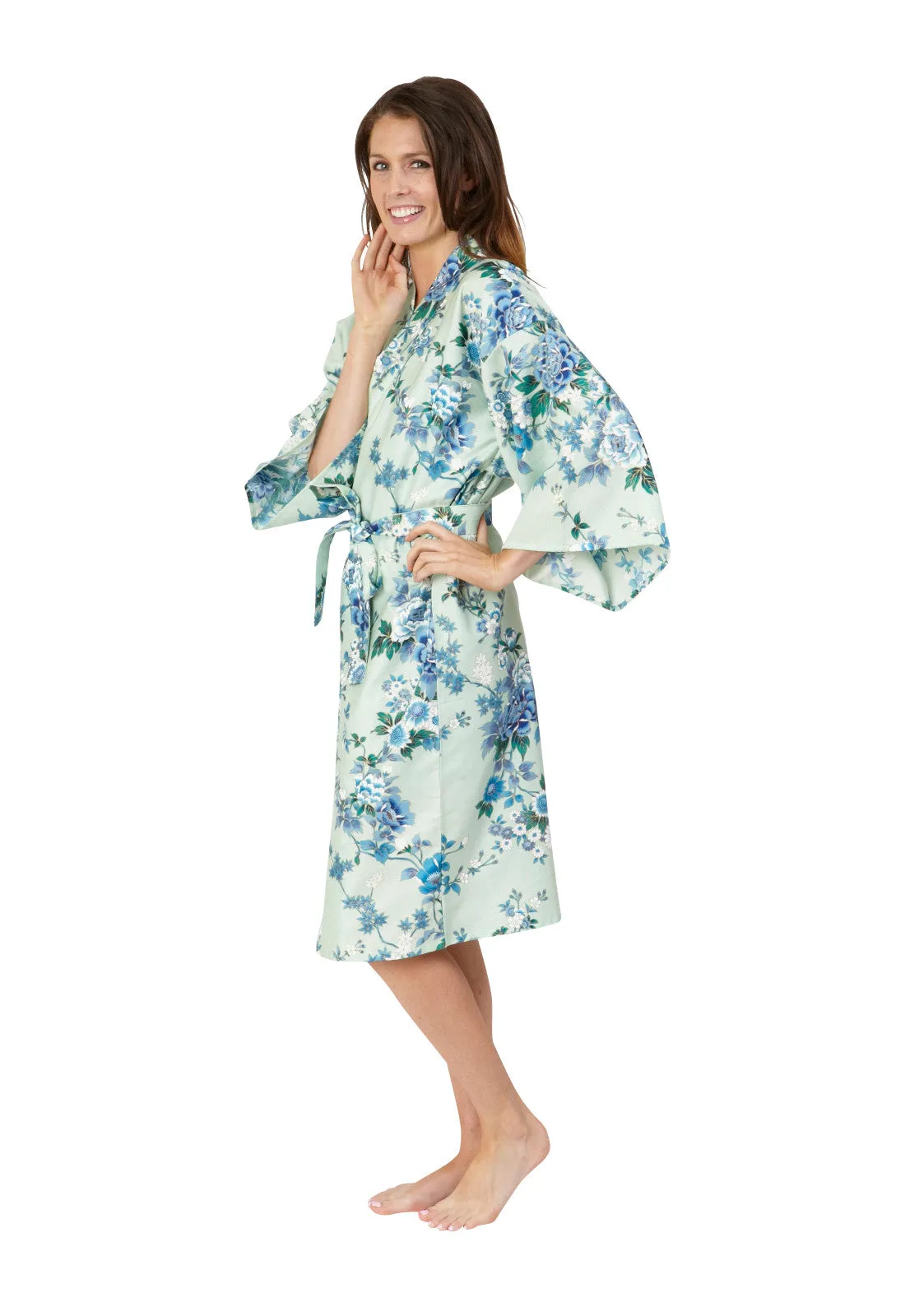 Peony & Blossom Short Cotton Happi Coat Kimono